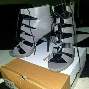 Gray Lace Up Booties